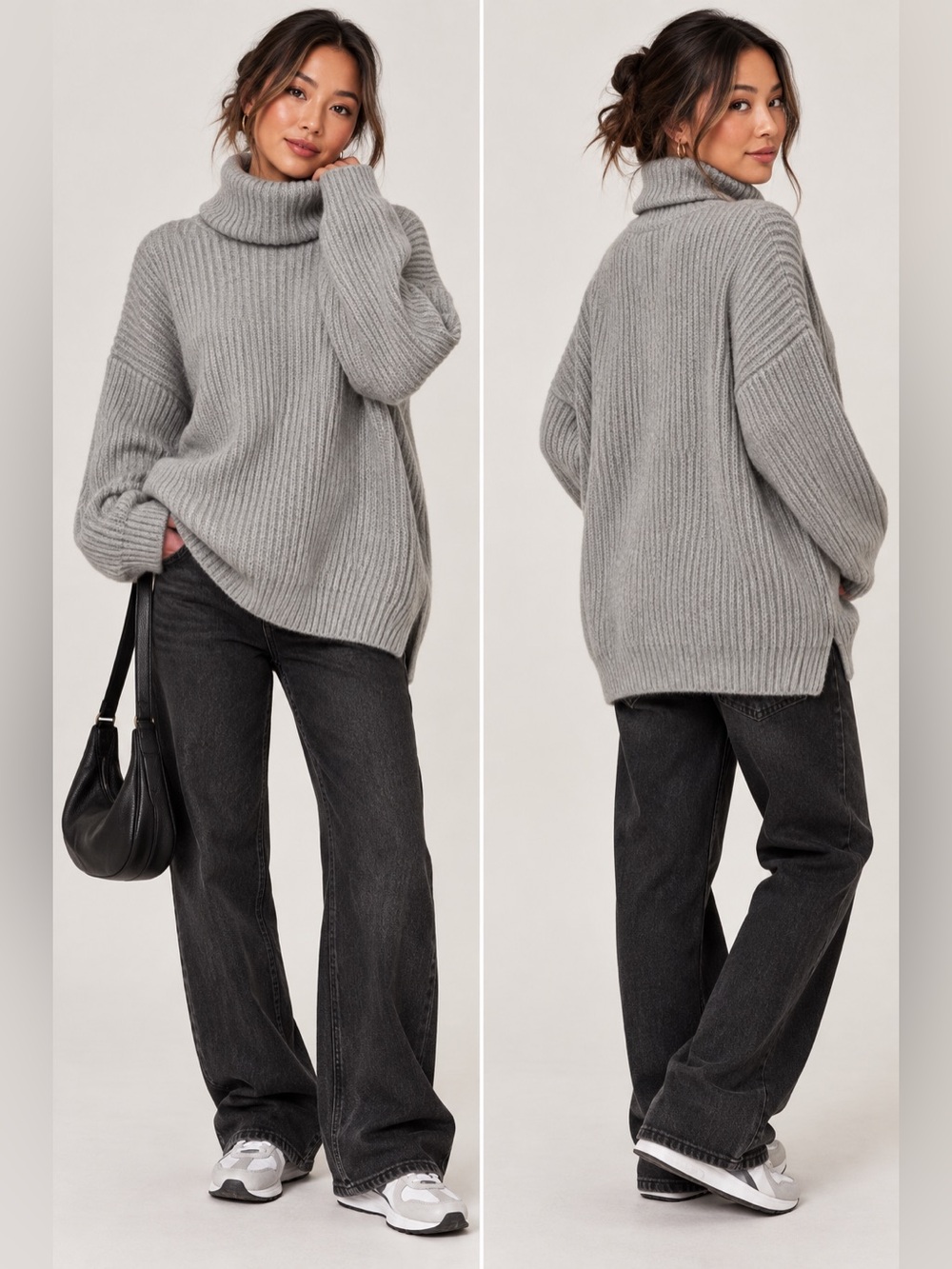 Abercrombie & Fitch Soft Collection Gray Ribbed Turtleneck Knit Sweater Size M